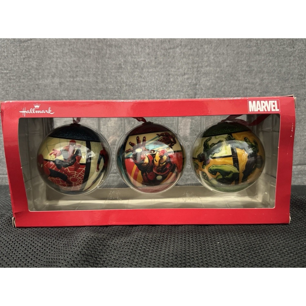 Hallmark Marvel Avengers Spider Man‎ Iron Man Hulk Christmas Ornament Balls~2013